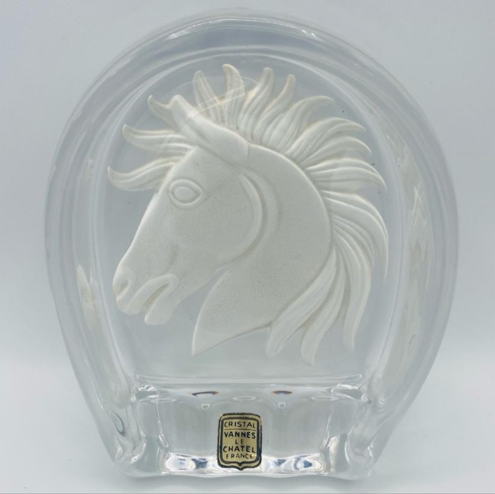 Vintage Crystal Horse Ashtray